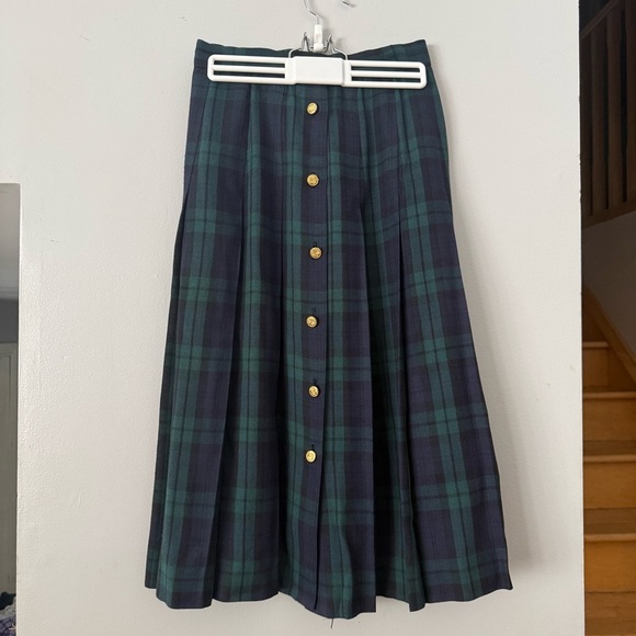 david brooks Dresses & Skirts - EUC David Brooks Vintage Green and Blue Plaid Pleated A-Line Skirt